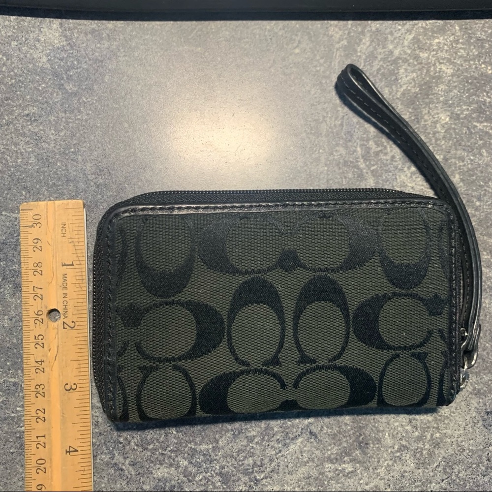 Coach black small zipper wallet wristlet with strap. EUC - Picture 2 of 4